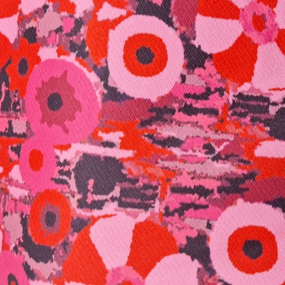 Badgley Mischka Red Pink Multicolor Romantic Printed Halter Sheath Dress Size 14 - Picture 13 of 15